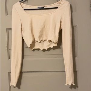 SHEIN ribbed Long sleeve light pink crop top